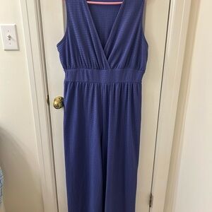 SHEIN Curve Textured Blue Pantsuit